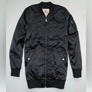 New Hollister Women's Long Bomber Jacket Coat Size Medium